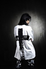ByTheR ProjectR Mens Black White Cross Hand Painted Graphic T-Shirt Loose Fit