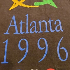 Vintage 90s XL Atlanta 1996 Olympics Games Art Logo T Shirt Sports Ringer Salem