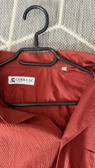COBRA S.C. Men’s Rust Red Textured 100% Cotton Long Sleeve Shirt – Made in Italy