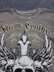 Affliction Xtreme Couture Shirt Men Small Brown Thermal Long Sleeve Skull Cross