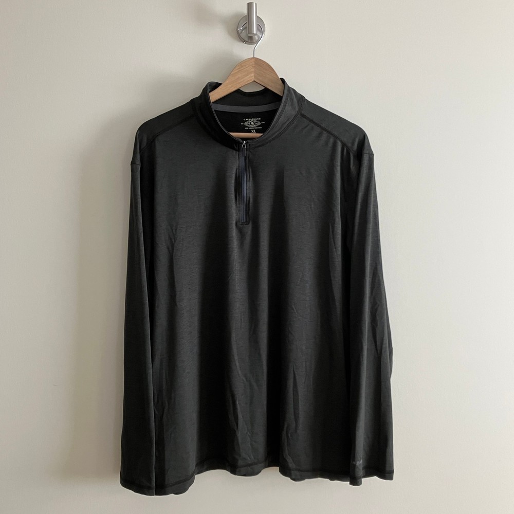 G.H. Bass & Co. 1/4 Zip Shirt Men’s XL Dark Greenish Gray Lightweight Stretch