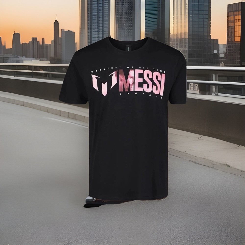 Messi T-Shirt Men Greatest Of All Time Short Sleeve Size: L Color: Stretch Limo