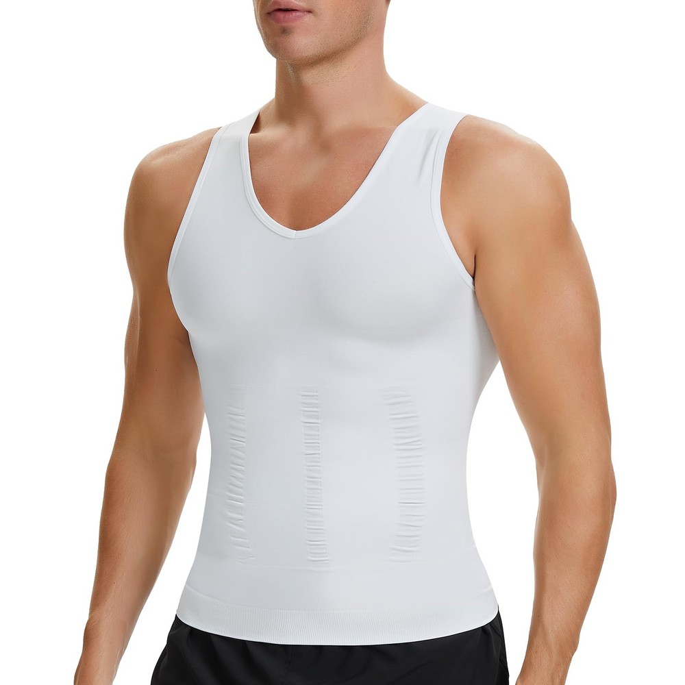 Mens Body Shaper Gynecomastia Compression Shirt Tummy Control Tank Top Waist …