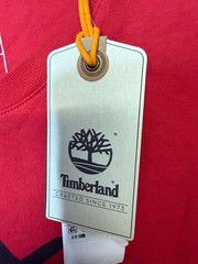 Timberland Mens Red Crew Neck Regular Fit Kennebec River Tree Logo T-Shirt Sz XL