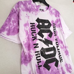 ACDC HIGH VOLTAGE Shirt Mens 2XL XXL Purple TIE DYE Casual ROCK NWT