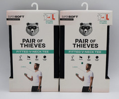 Pair of Thieves Men’s Super Soft Fitted V-Neck Tee 4-Pack Black Size Large NWT