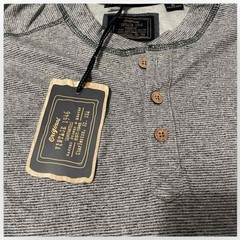 Vintage 1946 Mens Stretch Button-Placket Henley Shirt, Charcoal Heather 0535S