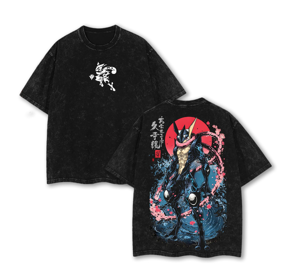 Greninja Rising Wave Shinobi Black Graphic T Shirt