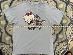 Sanrio Hello Kitty Blue Graphic Print Logo Crew Neck Tagless T-Shirt M