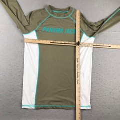 Panama Jack Shirt Mens XL Green White Tagless Raglan Long Sleeves Crew Neck Tee