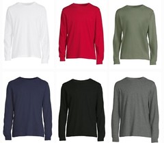 George Men’s Pick Color Long Sleeve Crew-Neck Solid Plain T-Shirts Tee: S-XL