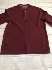 Eddie Bauer Henley Shirt Mens Medium Red Thermal Waffle Long Sleeve Tagless Tee