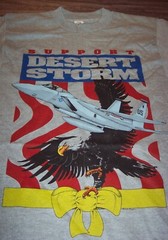 Vintage 1990’s SUPPORT DESERT STORM Fighter Jet Eagle Flag T-shirt Mens Small