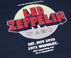 Rock Band Led Zeppelin Short Sleeve Graphic 1971 Wembley T-Shirt New