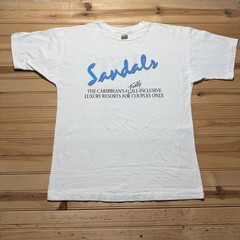 Vintage 90s Sandals Luxury Resorts Beach Caribbean Vacation Promo T-Shirt XL