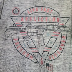 Affliction Freedom Defender Flag Foil T Shirt Sz XL Grey Red Blue Patriotic
