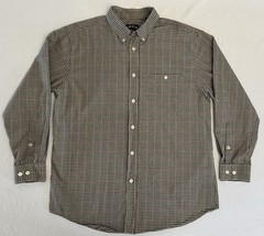 Orvis Country Twill Shirt Men L Check ButtonDown Long Sleeve Casual Dress Cotton