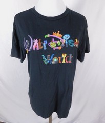 Walt Disney World Multicolor Logo Graphic T-Shirt S Black Cotton Unisex