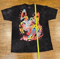 Vintage Y2K The Mountain Black Tie Dye Siberian Husky Dog Art T Shirt Men’s 3XL