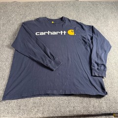 Carhartt Mens XL Long Sleeve Graphic T-Shirt Navy Blue Logo Workwear Tee