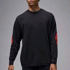 Nike Air Jordan Long Sleeve ‘Distressed Look’ T-Shirt Black/Red Men’s XXL NWT