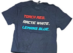 Corvette Themed T-shirt; Red, White and Blue; Torch Red, Arctic White and Lemans