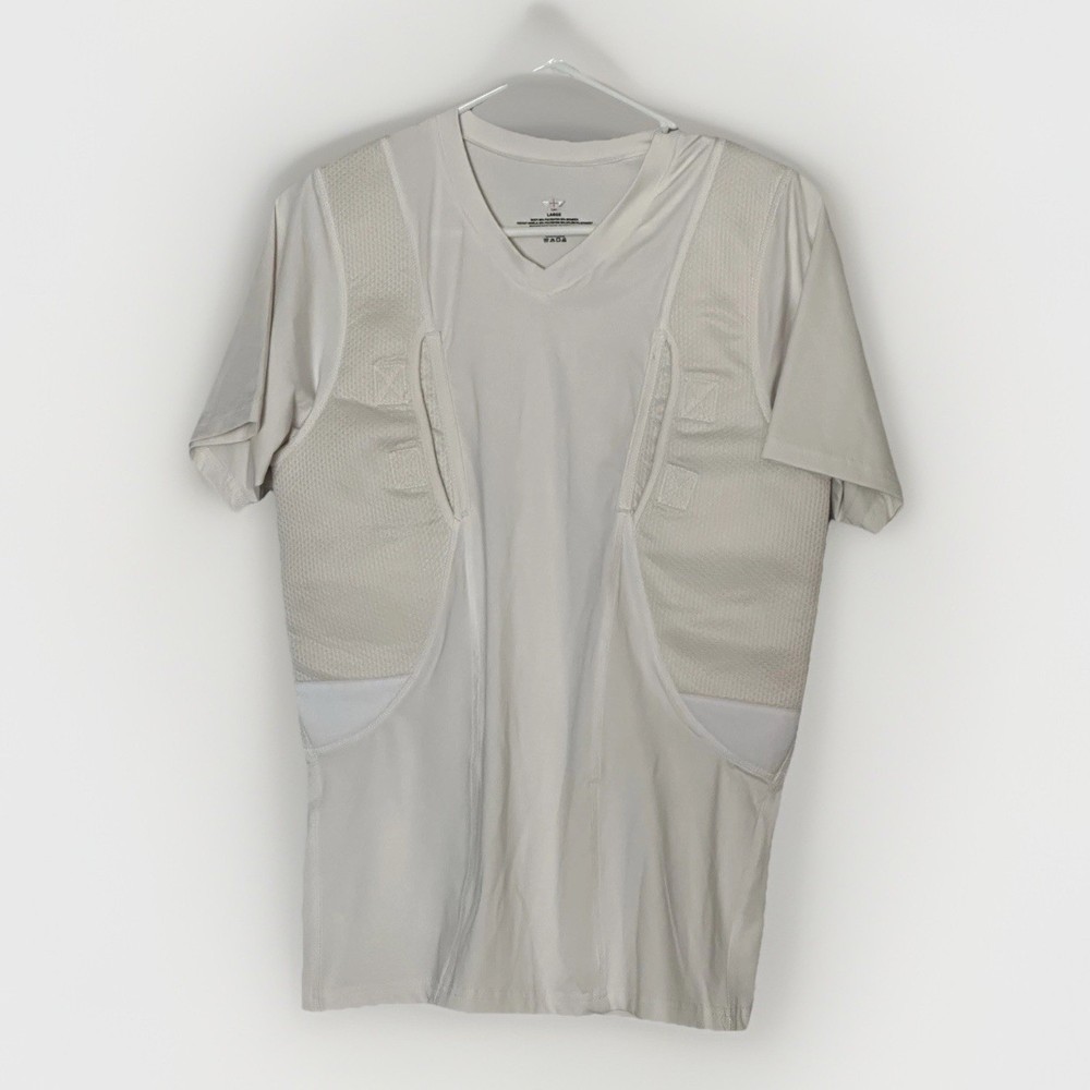 CCW Tactical Shirt Large White Compression Short Slv Concealed Carry Holster