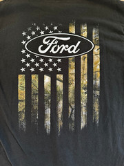 Ford Camouflage Accent Hunting American Flag Cars Trucks Patriotic Tee Men XL