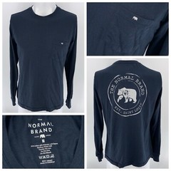 The Normal Brand Pocket T-Shirt Long Sleeve M Navy Cotton Poly Rayon YGI U4-104