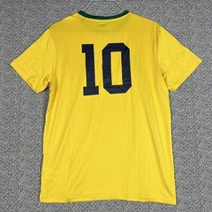 Brasil Soccer Football T-Shirt Yellow # 10 Brazil Flag Logo Medium Athletic Tee
