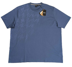 NWT HUGO BOSS Tessin 24 Satin Houndstooth Stitch Graphic T-Shirt Blue BIG & TALL
