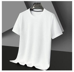 Mens Knitted O-neck Breathable Thin Cashmer Short Sleeve Tee Solid Color Tops