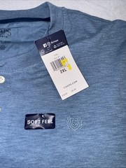 Chaps Henley Shirt Mens Long Sleeve Regular Fit Soft Feel T-Shirt XXL Blue New