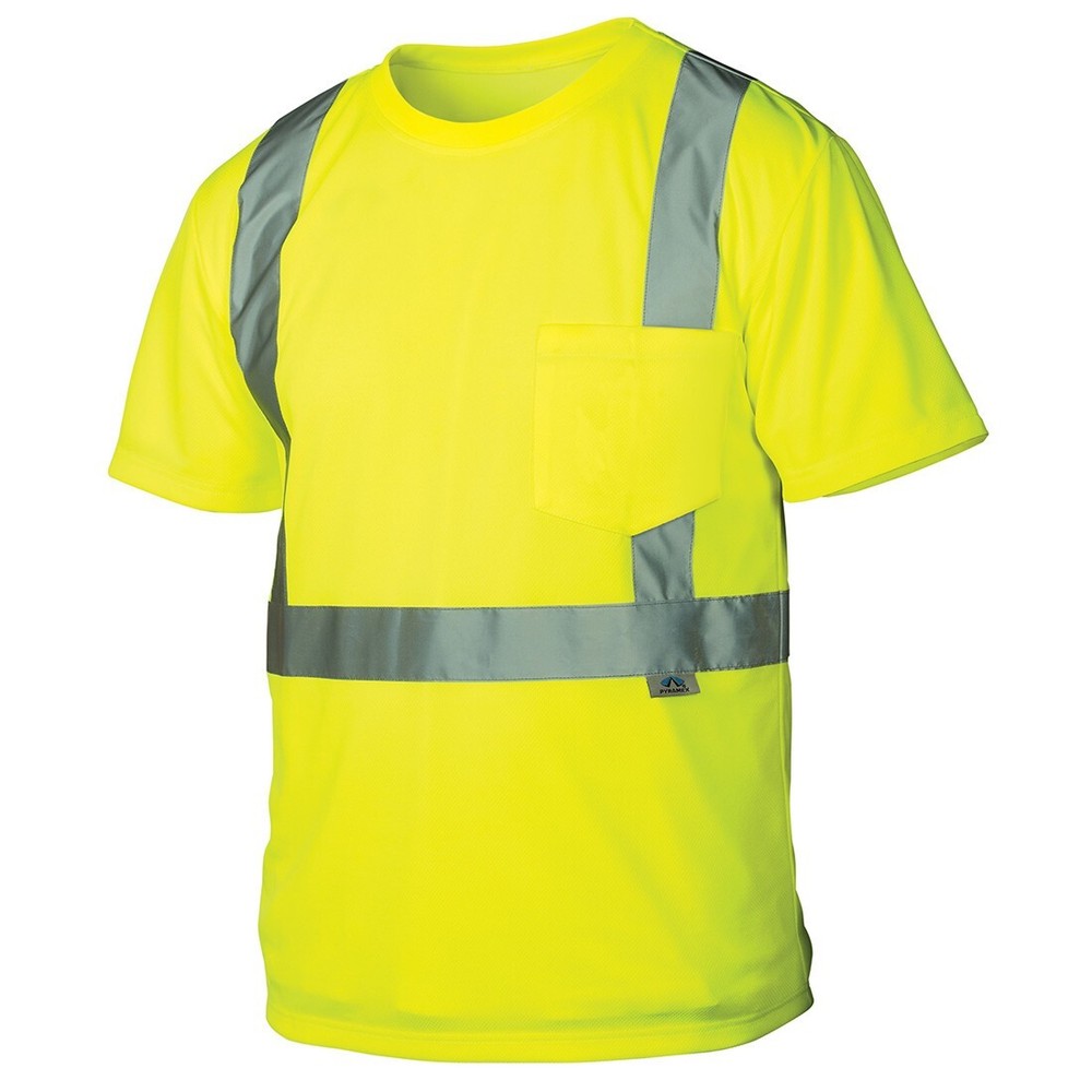 High Visibility ANSI Class 2 Hi Vis Lime Reflective Road Work Safety T Shirt