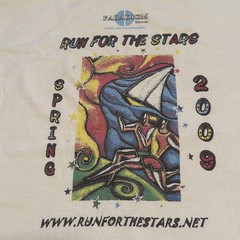 2009 Running Shirt Sz M Run For The Stars Double Sided Graphic Colorful Rainbow