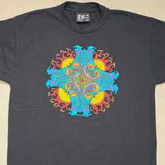 Vintage 90s Fashion Victim Courtney Davis Celtic Cross Shirt Large Black Art