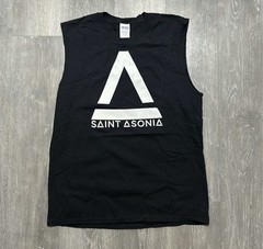 NWOT Men’s Black Gildan Saint Asonia Sleveless logo Tank Muscle Tee size M & L
