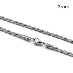 2mm/3mm Twisted Rope Necklace — Waterproof Stainless Steel Unisex Neckwear, A…