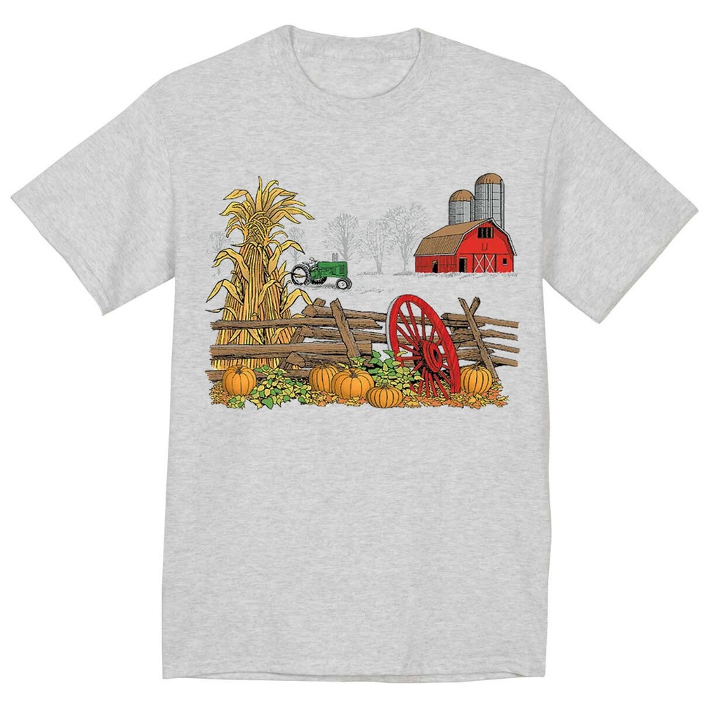 Farm Scene T-shirt Harvest Autumn Season Farmer Farming Gifts Halloween Pumpkin