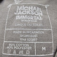 Michael Jackson Immortal Tour T-Shirt Size Med Grey Grafic Print Pit To Pit 19in