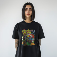 Chucky Charms Horror Cereal Parody T-Shirt – Funny Scary Movie Graphic Tee A101