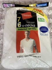 Hanes White ComfortSoft Tagless V-Neck 7-Pack (XL)