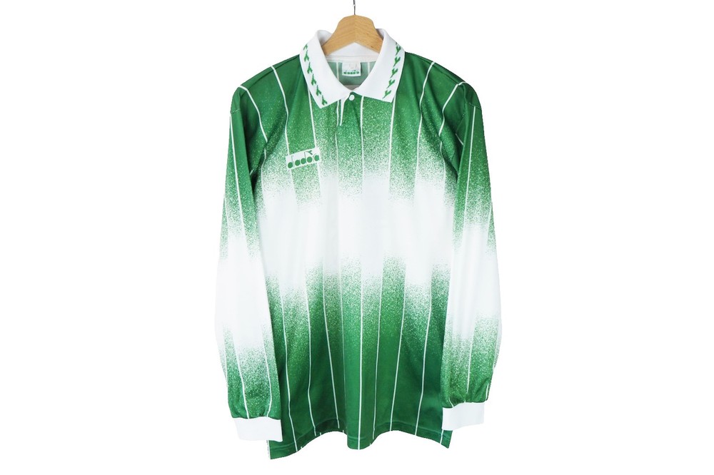 Vintage DIADORA Long Sleeve Jersey T-Shirt Size M green football Rapid Wien 90s