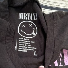 Nirvana Smiley Graphic Print Black Crew Neck Short Sleeve Women’s T-Shirt L