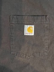 Vintage Carhartt Black Pocket Tee T-Shirt Size L Original Fit Faded Work