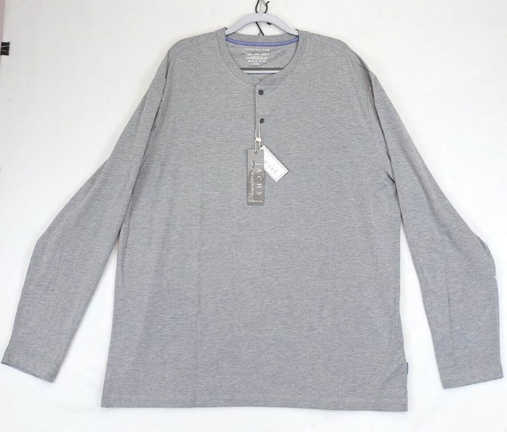 Jachs NY Henley Long Sleeve Shirt Men 3XL Stretch Gray Classic Causal Outdoors