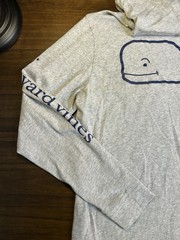 Vineyard Vines Hoodie Shirt Men Medium Lightweight Pullover Whale Logo Gray