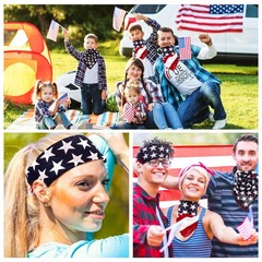 3 Pieces American Flag Bandana USA Flag Pattern Headband Kerchief Unisex Cowb…