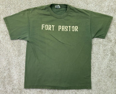 Fort Pastor Shirt Men’s Large OD Green Social Justice Army Military Short Sleeve