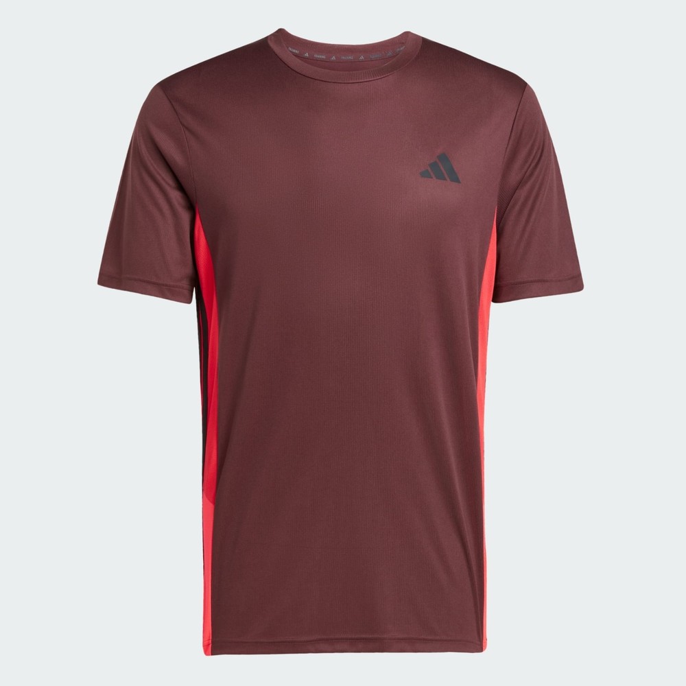 $35 Adidas Men’s Train Essentials Seasonal Colorblock Tee-Aurora Ruby-Medium-New